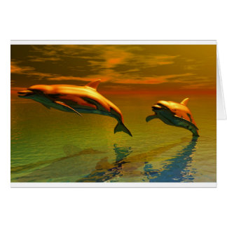 Cartão Golfinhos no pôr do sol