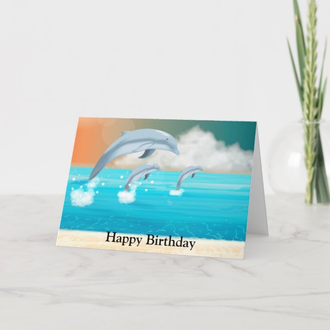 Cartão golfinhos respirando no oceano (Frente)