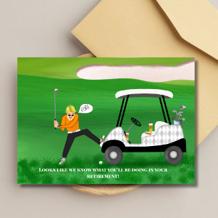 Cartão Golfista Aposentado Sarcástico Com Cerveja e Cacho