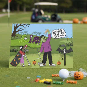 Cartão Golfista Engraçado no Halloween - Campo de Golfe A