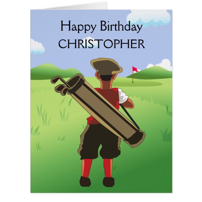 Cartão Golfista Personalizado Divertido no campo de golfe (Frente)