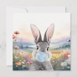 Cartão Goma-bolha azul-amarelada com flores silvestres