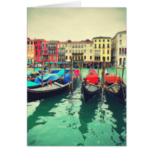 Cartão Gôndola no canal grande, Veneza, Italia. Retro