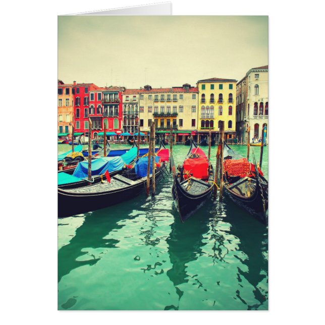 Cartão Gondolas No Grande Canal, Veneza, Itália. Retro (Frente)