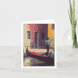 Cartão "Gondolier & Accordian Player in Venice" Card