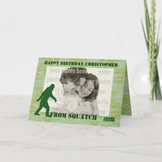 Cartão Gone squatchin bigfoot on green camo