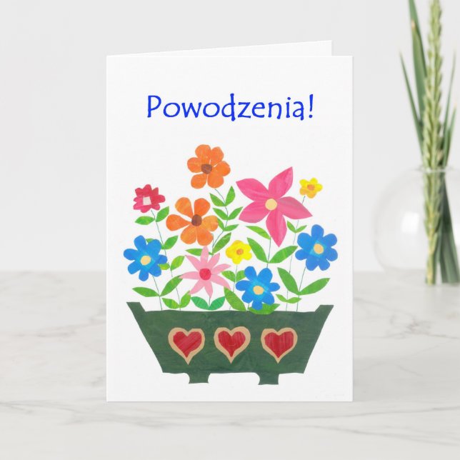 Cartão Good Luck Card, Polish Greeting - Flower Power (Frente)
