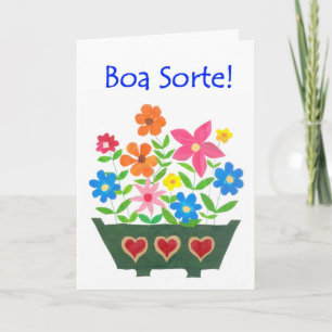 Cartão Good Luck Card, Portuguese Greeting - Flower Power