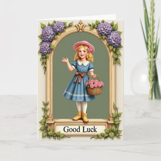 Cartão Good Luck Girl Roses Archway Card (Frente)