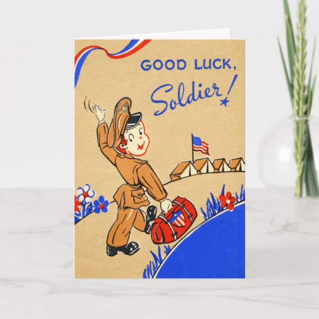Cartão Good Luck Soldier Vintage Card (Frente)