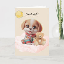 Good Night Cozy Puppy Greeting Card