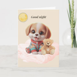 Cartão Good Night Cozy Puppy Greeting Card