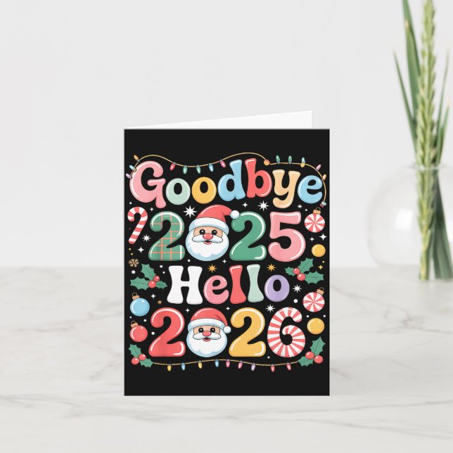 Cartão Goodbye 2025 Hello 2026 Christmas New Year Gift  (Frente)