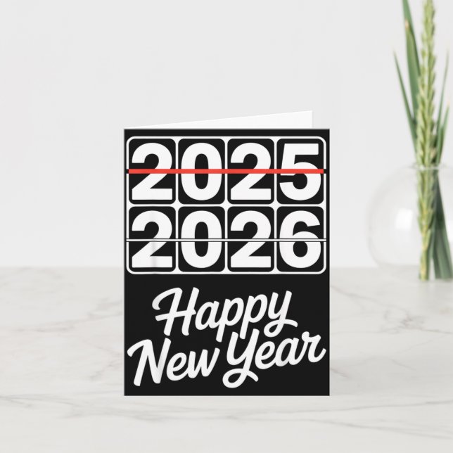 Cartão Goodbye 2025 Hello 2026 Clock Happy New Year Party (Frente)