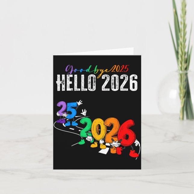 Cartão Goodbye 2025 Hello 2026 Funny Cartoon New Year Boy (Frente)