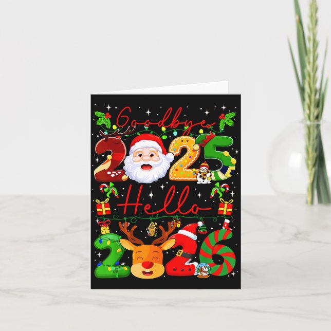 Cartão Goodbye 2025 Hello 2026 Happy New Year Christmas F (Frente)