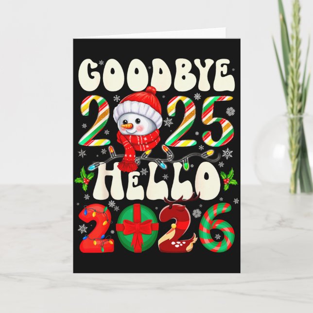Cartão Goodbye 2025 Hello 2026 Merry Christmas Happy New  (Frente)
