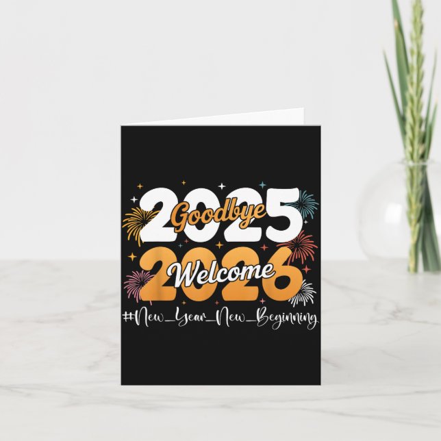 Cartão Goodbye 2025 Welcome 2026 Happy New Year Design Ce (Frente)