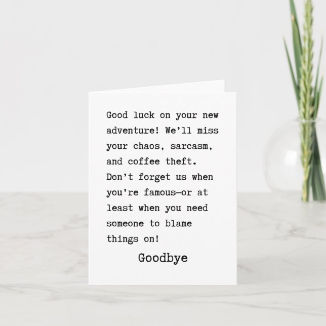 Cartão Goodbye moving out (Frente)