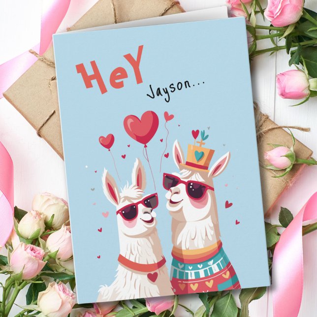 Cartão Goofy Llama Pun Kids Engraçado Dia de os namorados (Goofy Llama Pun Kids Funny Valentine's Day Card)