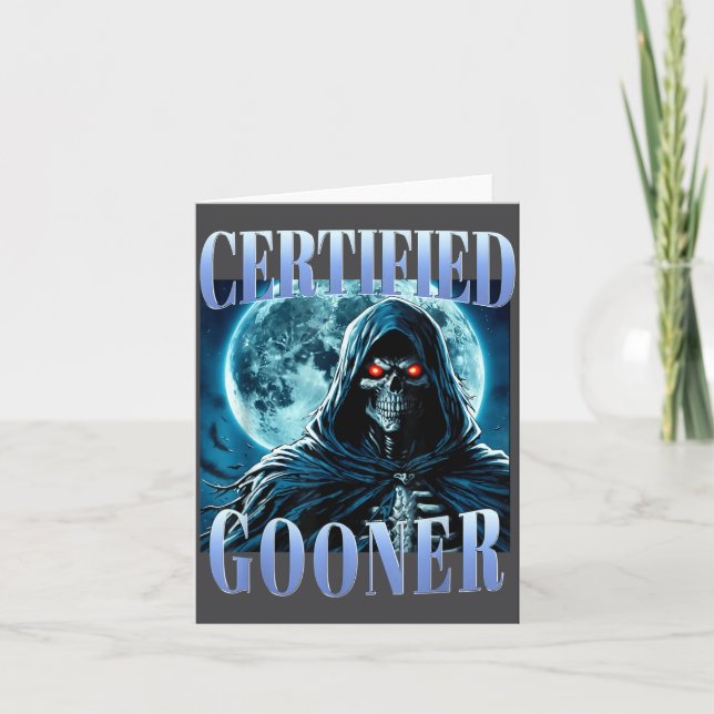 Cartão Goon Funny Gooning Meme Skeleton Certified Gooner  (Frente)