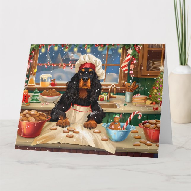 Cartão Gordon Setter Holiday Baking: Natal Festivo (Frente)