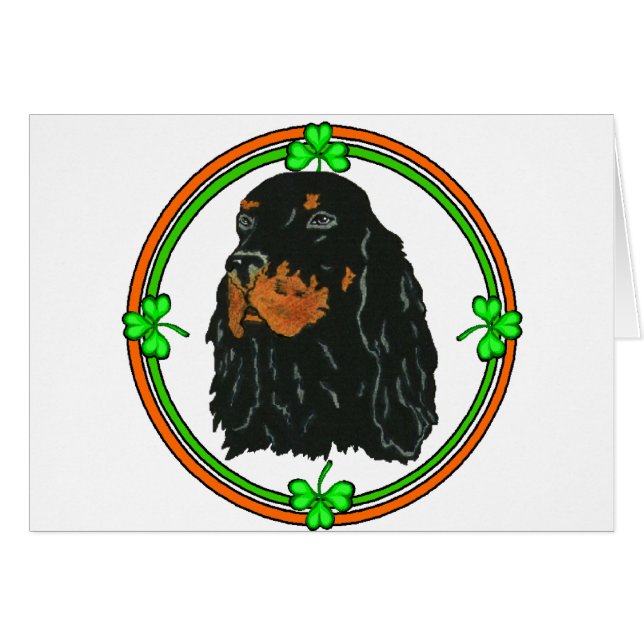 Cartão Gordon Setter St Patricks (Frente Horizontal)