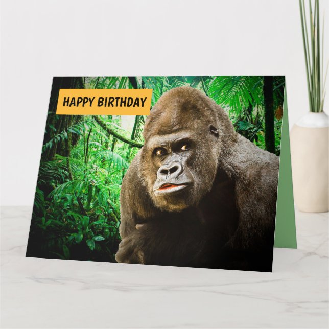 Cartão GORILLA BIRTHDAY tem graça para ele. (Frente)