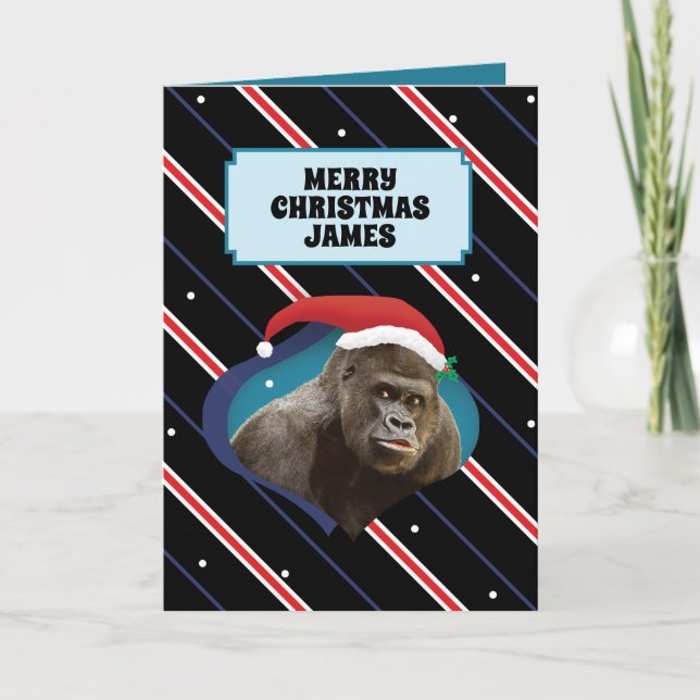 Cartão Gorilla Christmas Card Apemazing Funny For Him (Frente)