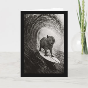 Cartão Gorra de surfe engraçada Capyra selfie no quadro d
