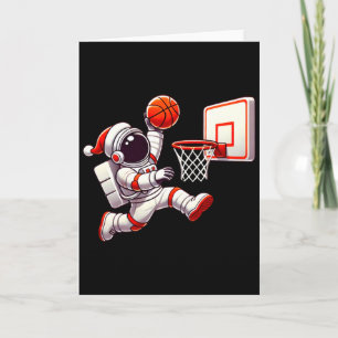 Cartão Gorro de Papai Noel Engraçado Astronauta Dunking B