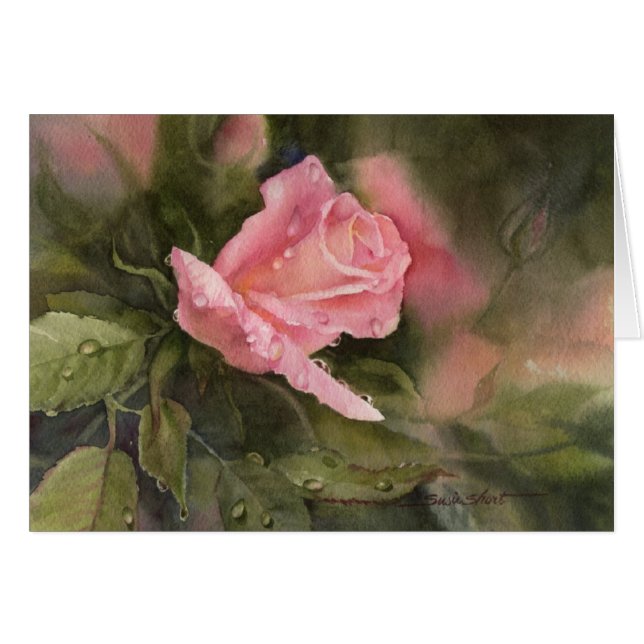 Cartão Gotas da chuva em rosas (Frente Horizontal)