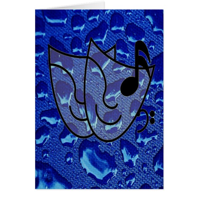 Cartão Gotas de Água Azul Profunda (Frente)