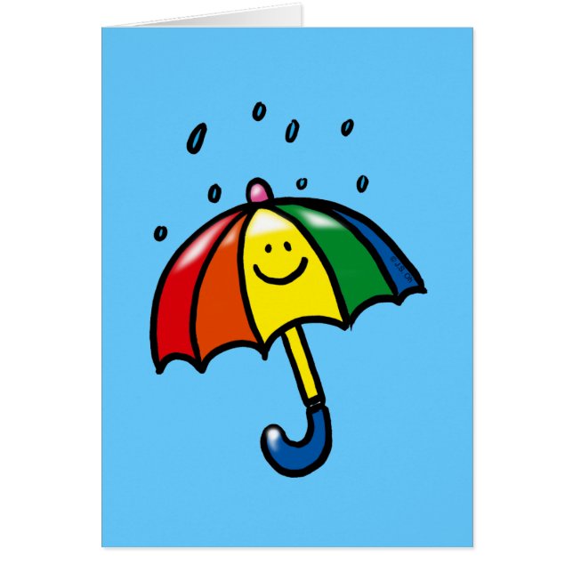Cartão Gotas do guarda-chuva & da chuva do arco-íris (Frente)