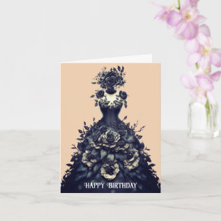Cartão Goth Dress Flower Art Birthday Card