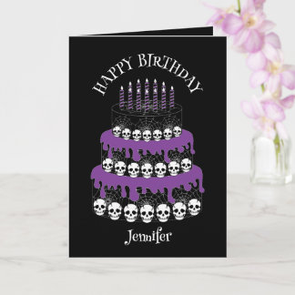 Cartão Goth Grunge Skulls Cake Happy Birthday