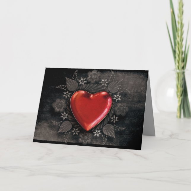 Cartão goth heart love greeting card (Frente)