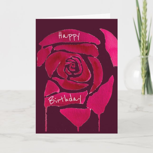 Cartão Gothic abstract rose watercolor birthday (Frente)