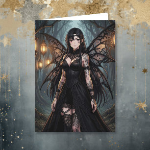 Cartão Gothic Anime Fada Menina   Pensando em Você