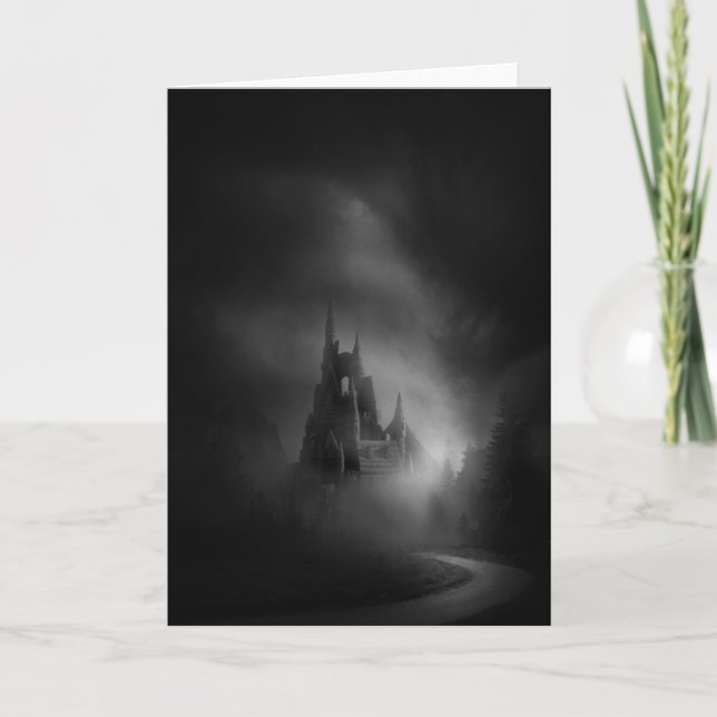 Cartão Gothic Castle Wedding Card (Frente)