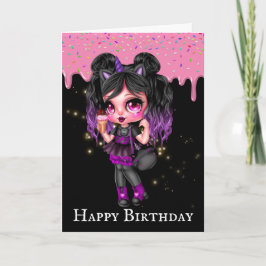 Cartão Gothic fairy girl purple black frosting dripping