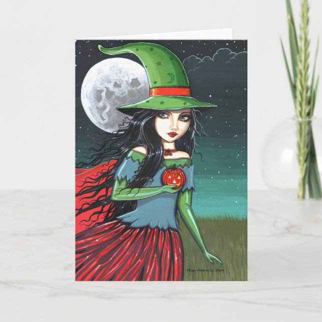 Cartão Gothic Halloween Witch Card by Molly Harrison (Frente)