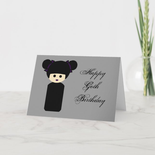 Cartão Gothic Kokeshi Birthday Card (Frente)