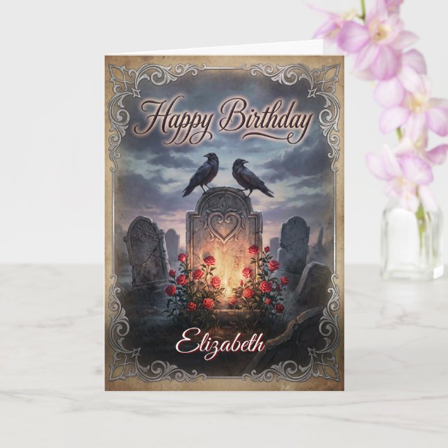 Cartão Gothic Raven's Requiem: Twilitght Birthday Wishes (Orquídea)