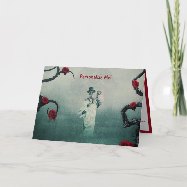 Cartão Gothic Skeleton Wedding Love You To Death Note (Frente)