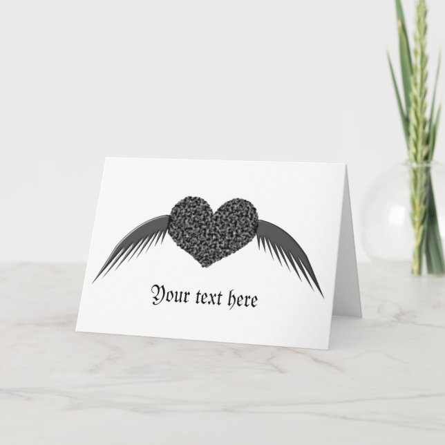 Cartão Gothic Winged Love Heart Custom Greeting Card (Frente)