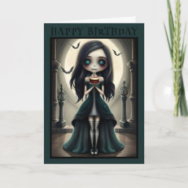Cartão Gótica bonita, gótico de aniversário de Halloween