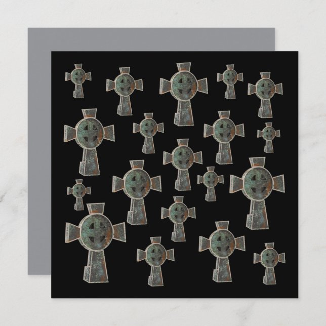 Cartão Gótica Halloween Graveyard Headstone Cross Drake (Frente/Verso)