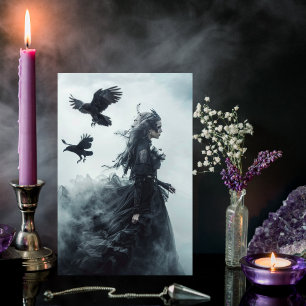 Cartão Gótica Ravens e Deusa Saudação de Halloween