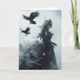 Cartão Gótica Ravens e Deusa Saudação de Halloween